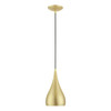 LIVEX LIGHTING 41171-33 1 Light Soft Gold with Polished Brass Accents Mini Pendant