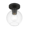 LIVEX LIGHTING 48977-04 1 Light Black Sphere Semi-Flush