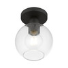 LIVEX LIGHTING 48977-04 1 Light Black Sphere Semi-Flush