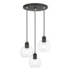 LIVEX LIGHTING 48973-04 3 Light Black with Brushed Nickel Accents Sphere Multi Pendant