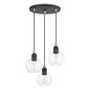 LIVEX LIGHTING 48973-04 3 Light Black with Brushed Nickel Accents Sphere Multi Pendant