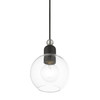 LIVEX LIGHTING 48971-04 1 Light Black with Brushed Nickel Accents Sphere Mini Pendant