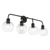 LIVEX LIGHTING 16975-04 4 Light Black with Brushed Nickel Accents Large Sphere Vanity Sconce