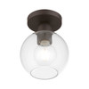 LIVEX LIGHTING 48977-07 1 Light Bronze Sphere Semi-Flush