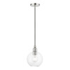 LIVEX LIGHTING 48972-91 1 Light Brushed Nickel Sphere Pendant