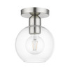 LIVEX LIGHTING 48977-91 1 Light Brushed Nickel Sphere Semi-Flush