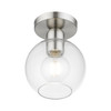 LIVEX LIGHTING 48977-91 1 Light Brushed Nickel Sphere Semi-Flush