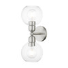 LIVEX LIGHTING 16972-91 2 Light Brushed Nickel Sphere Vanity Sconce