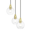 LIVEX LIGHTING 48973-12 3 Light Satin Brass Sphere Multi Pendant