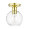 LIVEX LIGHTING 48977-12 1 Light Satin Brass Sphere Semi-Flush