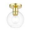 LIVEX LIGHTING 48977-12 1 Light Satin Brass Sphere Semi-Flush