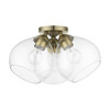 LIVEX LIGHTING 46502-01 3 Light Antique Brass Semi-Flush