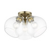 LIVEX LIGHTING 46502-01 3 Light Antique Brass Semi-Flush