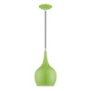 LIVEX LIGHTING 49016-78 1 Light Shiny Apple Green with Polished Chrome Accents Mini Pendant