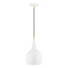 LIVEX LIGHTING 49016-69 1 Light Shiny White with Polished Brass Accents Mini Pendant