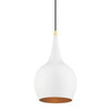 LIVEX LIGHTING 49016-69 1 Light Shiny White with Polished Brass Accents Mini Pendant