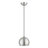 LIVEX LIGHTING 45481-91 1 Light Brushed Nickel with Polished Chrome Accents Globe Mini Pendant