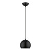 LIVEX LIGHTING 45481-68 1 Light Shiny Black with Polished Chrome Accents Globe Mini Pendant