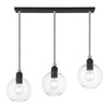 LIVEX LIGHTING 48974-04 3 Light Black with Brushed Nickel Accents Sphere Linear Chandelier