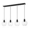 LIVEX LIGHTING 48976-04 4 Light Black with Brushed Nickel Accents Sphere Linear Chandelier