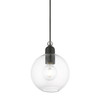 LIVEX LIGHTING 48972-04 1 Light Black with Brushed Nickel Accents Sphere Pendant