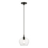 LIVEX LIGHTING 49088-04 1 Light Black with Brushed Nickel Accent Pendant