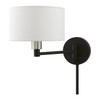 LIVEX LIGHTING 40080-04 1 Light Black with Brushed Nickel Accent Swing Arm Wall Lamp