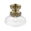 LIVEX LIGHTING 41291-01 1 Light Antique Brass Semi-Flush