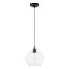 LIVEX LIGHTING 49093-04 1 Light Black with Brushed Nickel Accent Pendant