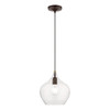 LIVEX LIGHTING 49093-07 1 Light Bronze with Antique Brass Accent Pendant