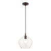 LIVEX LIGHTING 49093-07 1 Light Bronze with Antique Brass Accent Pendant