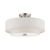 LIVEX LIGHTING 51084-91 3 Light Brushed Nickel Semi-Flush