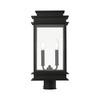 LIVEX LIGHTING 2017-04 2 Light Black with Polished Chrome Stainless Steel Reflector Outdoor Large Post Top Lantern