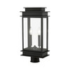 LIVEX LIGHTING 2017-04 2 Light Black with Polished Chrome Stainless Steel Reflector Outdoor Large Post Top Lantern