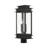 LIVEX LIGHTING 2017-04 2 Light Black with Polished Chrome Stainless Steel Reflector Outdoor Large Post Top Lantern