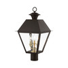 LIVEX LIGHTING 27219-07 3 Light Bronze with Antique Brass Finish Cluster Outdoor Large Post Top Lantern