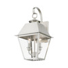 LIVEX LIGHTING 27215-91 2 Light Brushed Nickel Outdoor Medium Wall Lantern