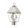 LIVEX LIGHTING 27216-91 2 Light Brushed Nickel Outdoor Medium Post Top Lantern