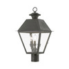 LIVEX LIGHTING 27219-61 3 Light Charcoal Outdoor Large Post Top Lantern