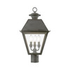 LIVEX LIGHTING 27219-61 3 Light Charcoal Outdoor Large Post Top Lantern