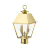 LIVEX LIGHTING 27216-08 2 Light Natural Brass Outdoor Medium Post Top Lantern