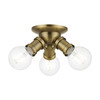 LIVEX LIGHTING 47169-01 3 Light Antique Brass Flush Mount