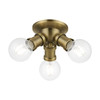 LIVEX LIGHTING 47169-01 3 Light Antique Brass Flush Mount