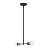 LIVEX LIGHTING 47162-04 2 Light Black with Brushed Nickel Accents Linear Chandelier
