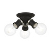 LIVEX LIGHTING 47169-04 3 Light Black with Brushed Nickel Accents Flush Mount