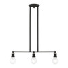 LIVEX LIGHTING 47163-04 3 Light Black with Brushed Nickel Accents Linear Chandelier