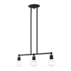 LIVEX LIGHTING 47163-04 3 Light Black with Brushed Nickel Accents Linear Chandelier
