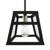 LIVEX LIGHTING 49563-04 3 Light Black with Brushed Nickel Accents Linear Chandelier