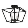 LIVEX LIGHTING 49430-04 3 Light Black with Brushed Nickel Accents Square Semi-Flush