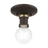 LIVEX LIGHTING 47160-07 1 Light Bronze with Antique Brass Accents Single Flush Mount